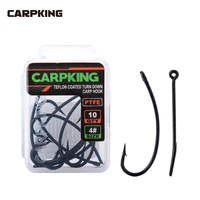 carpking hooks size 2 to 8 high carbon steel ptfe coating turndown carp fishing curved shank hooks fishing accessories hooks