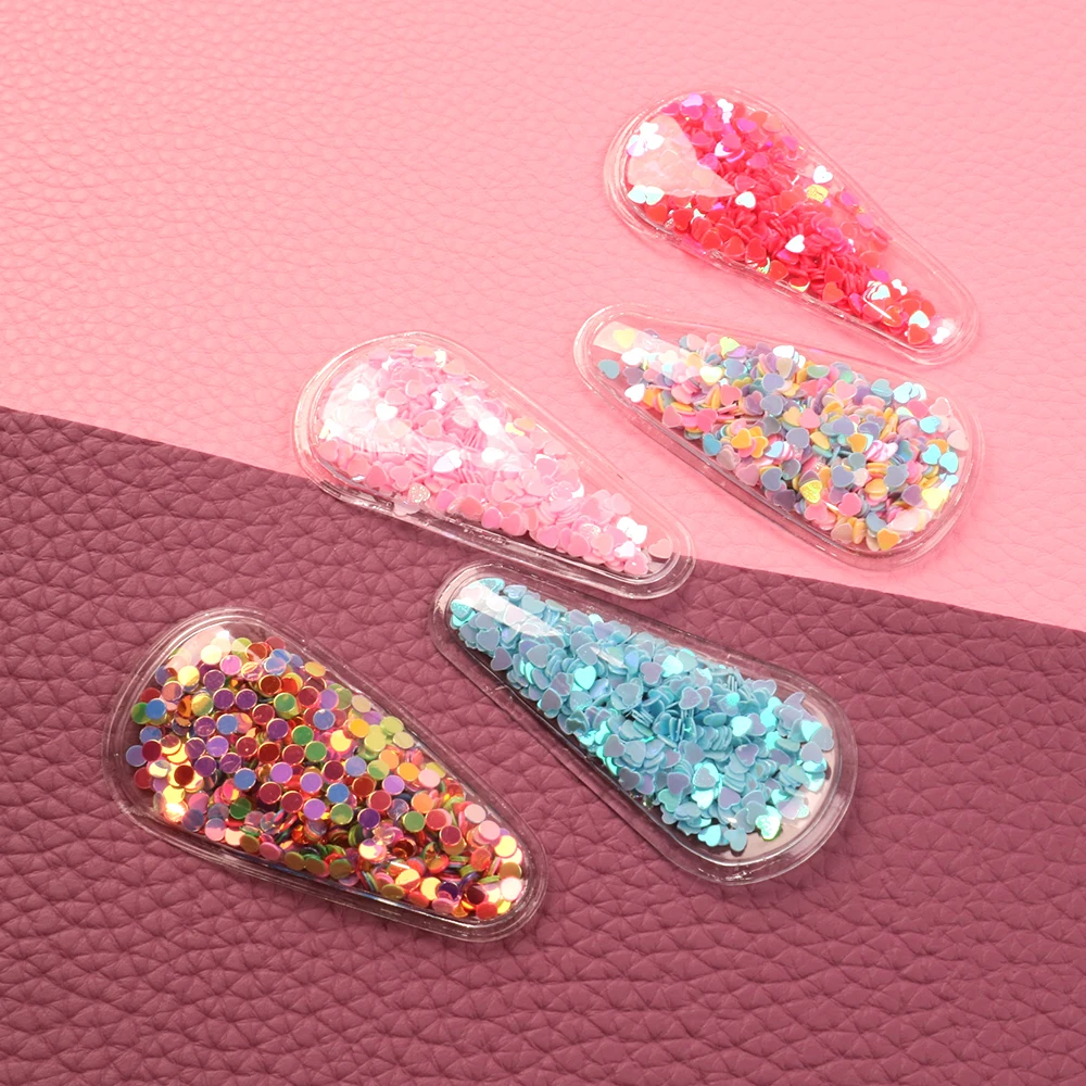 New 56X30mm 5Pcs Sequins Transparent Hair Clips Making for Hairdressing Hair accessories DIY Hairpins Children Girls,5Yc7387