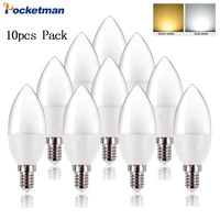10pcs e14 led candle bulb ac 220v led light candle bulbs lamps warmwhite energy saving light for bedroom home decoration