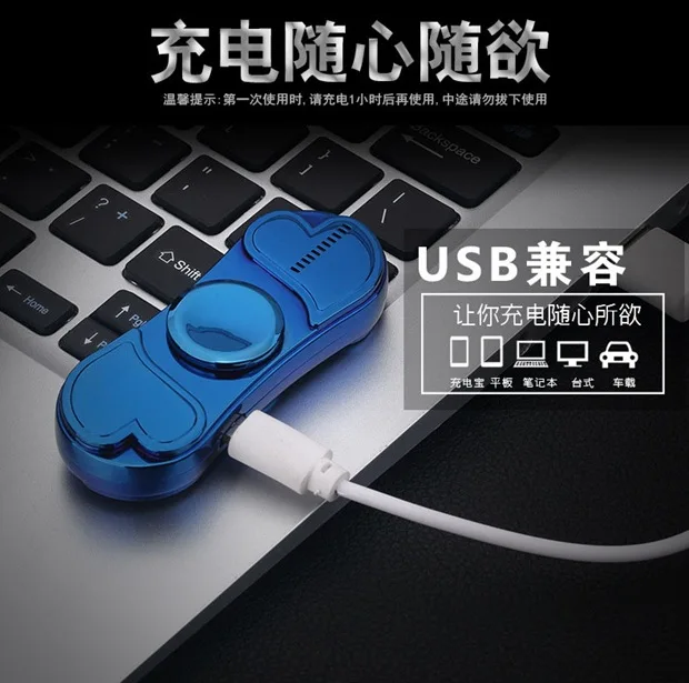 

Спиннеры от стресса зажигалки с USB зарядкой, гироскоп для пальцев, игрушки для взрослых, подарок, красочные светящаяся металлическая, Спинне...