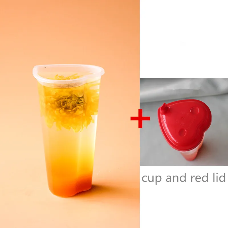 cup and lid1 50 шт любовный узор Прозрачная Чаша для напитков одноразовая кофейная чашка молочный чай сок упаковка чашка с крышками День святого Валентина - Цвет: cup and lid1