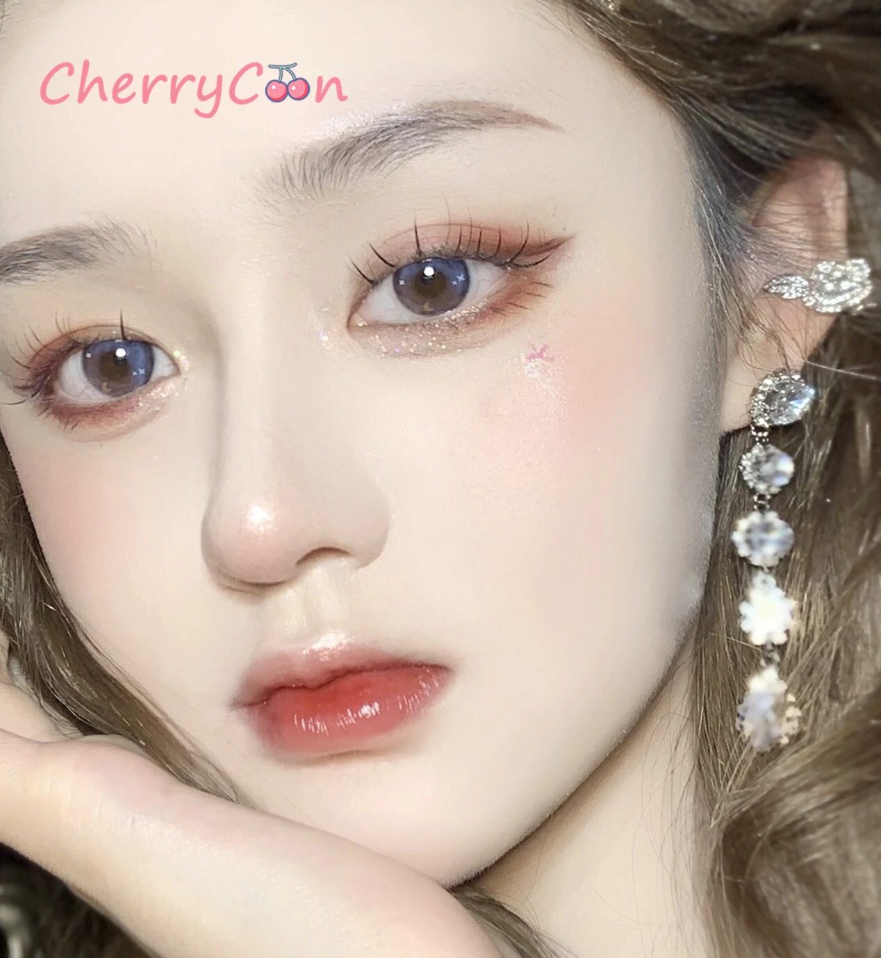 cherrycon star moon blue small circle contact lenses yearly colored soft for eyes contact lens myopia prescription degree free global shipping