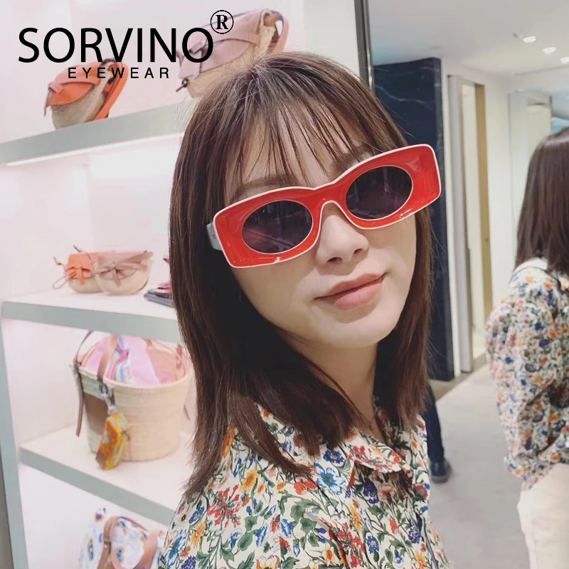 Мужские и женские прямоугольные солнцезащитные очки SORVINO INS популярные ярких