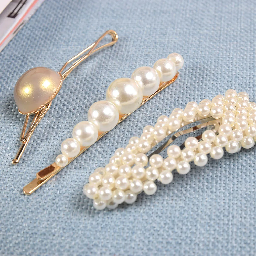 

Ins Fashion 1set Women Girls Elegant Pearls Hair Clips Sweet Headwear Hair Ornament Hairpins Barrettes Headband Hair Accessories