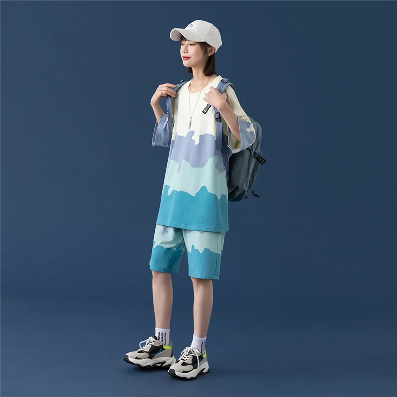 

Men's sportswear 2021 summer new trend Casual Short Sleeve men's wear with a handsome summer suit