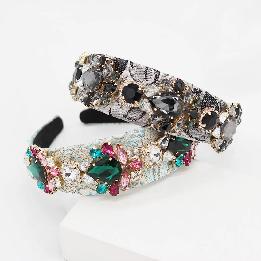 Новая роскошная цветная повязка на голову Стразы в стиле барокко из ткани с