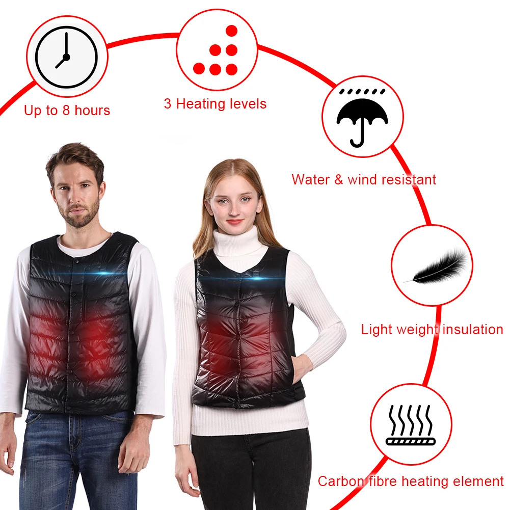 Модный умный USB нагревательный жилет приложение Bluetooth контроль температуры