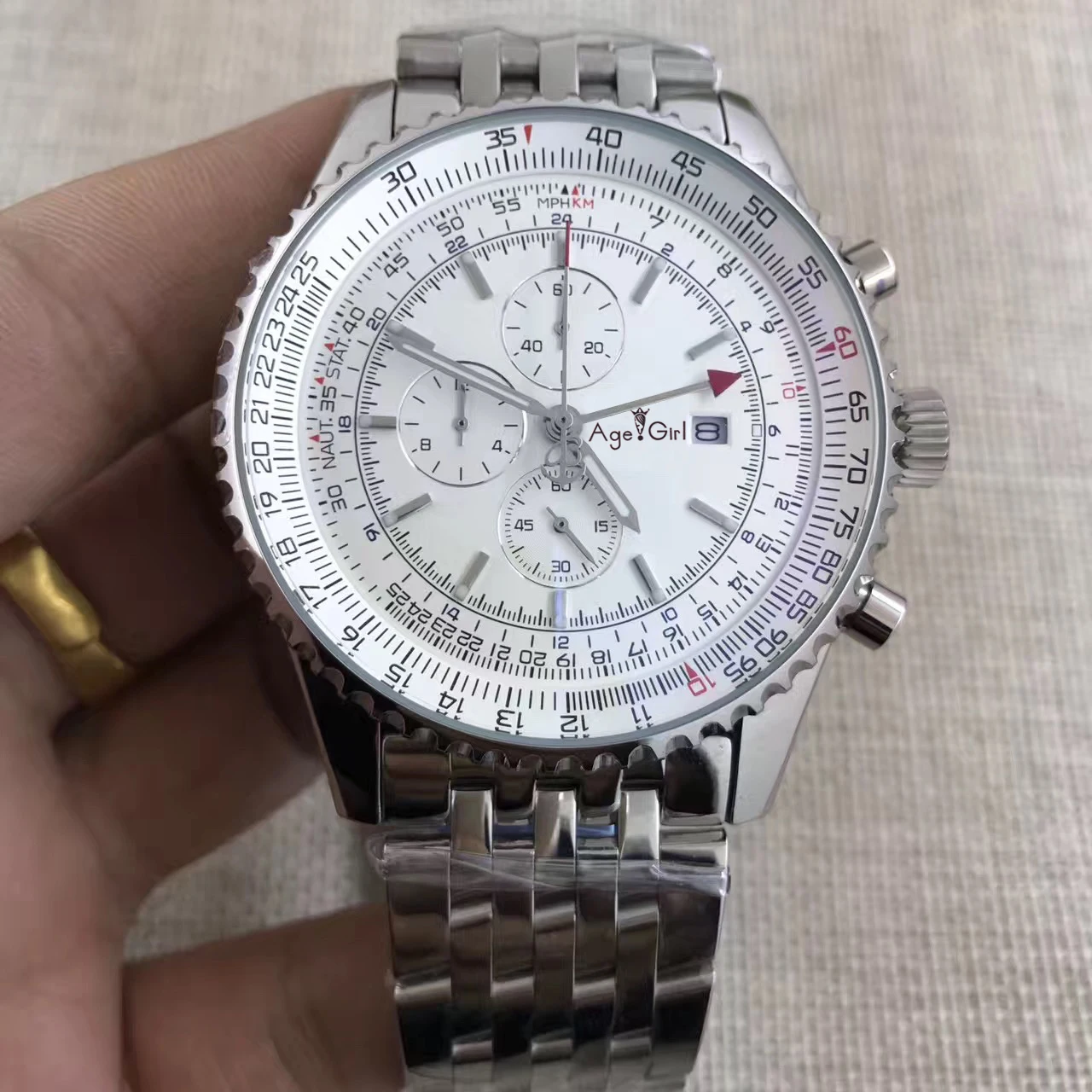 

Classic New Men Chronograph Stopwatch Watch Black Blue White GMT Leather Stainless Steel Sapphire Sports Watches AAA+