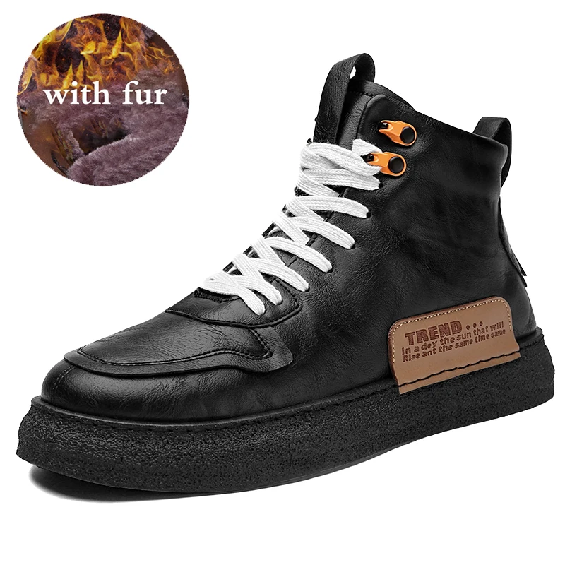 

Brand Winter Men Boots Warm Plush Men Snow Boots Outdoor Comfortable Men Shoes Lace-Up Autumn Men's Ankle Boots Motorcycle Boots