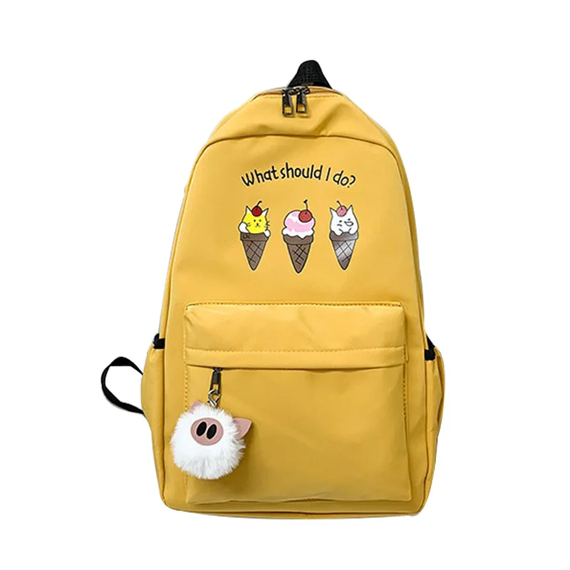 Ice Cream Backpack Solid Color Backpacks High Quality University Bag Women Teen Pattern Multi Pocket Bags