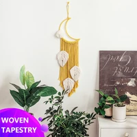 yellow moon lace woven tassel dream catcher tapestry leaf tapestry soft furnishing home accessories wall decoration crafts