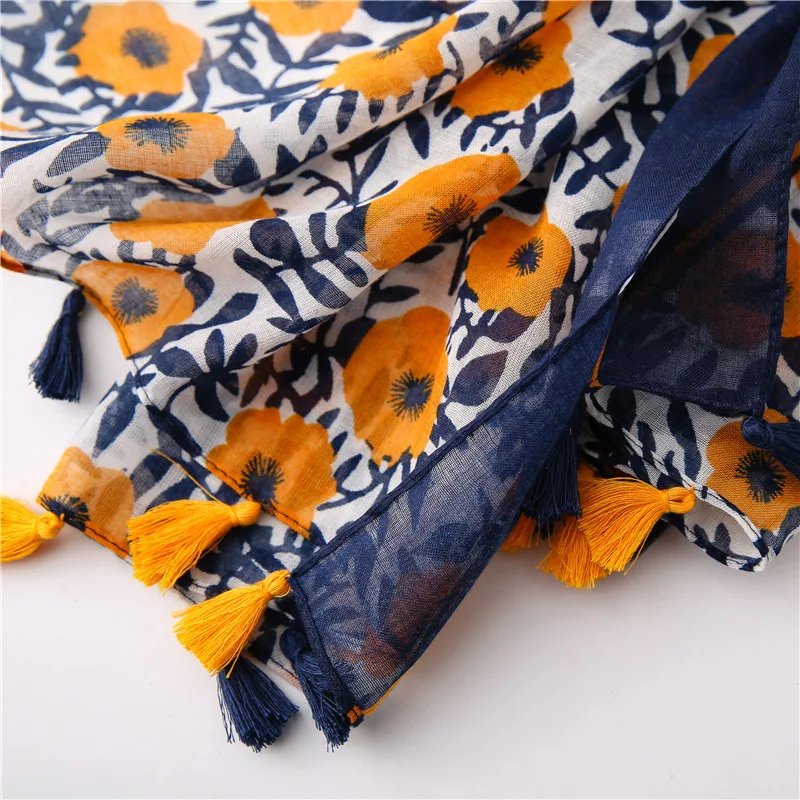 

2020 New Fashion Summer Women Scarf Bohemia Flower Beach Hijab Shawls and Wraps Female Foulard Echarpe Designer