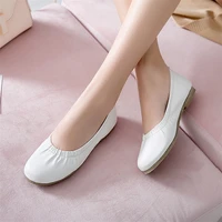 big size 42 flat shoes women flats ballet slip on women loafers ballerina flats round toe casual ladies shoes pink yellow gold