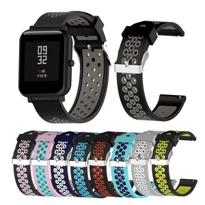 Силиконовый ремешок 20 мм для Huami, Xiaomi, amazfit bip, Молодежный ремешок для умных часов, цветной спортивный браслет 22 мм для часов huawei GT