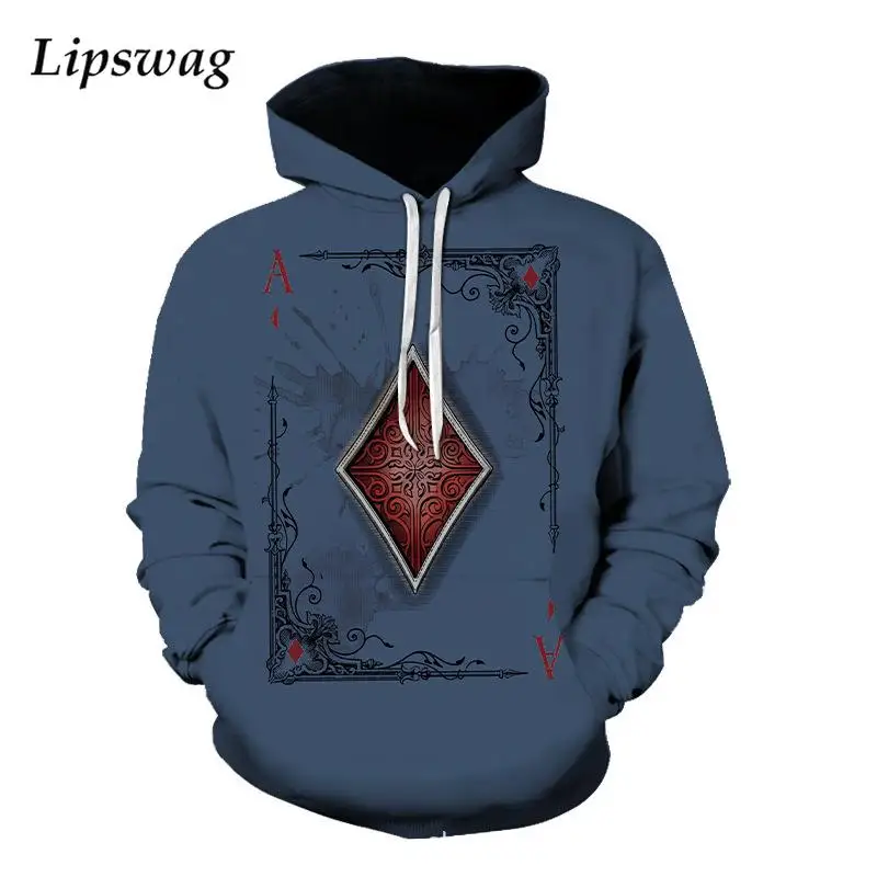 

Autumn Long Sleeve Hooded Sweatshirt Fashion Casual Men's Loose Pullover Hoodie Male Harajuku Cards Print Hoodie 2021 Streetwear