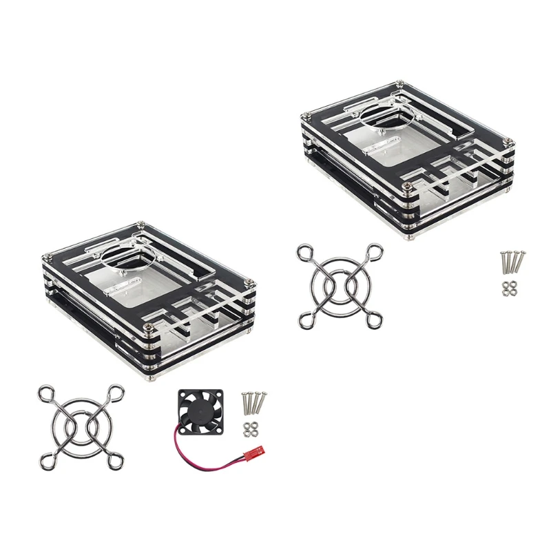 

9 Layers Acrylic Case for Raspberry Pi 4, Raspberry Pi 4 B Case with Fan 30x30mm 1PC Heatsinks Support Rpi 4B No board