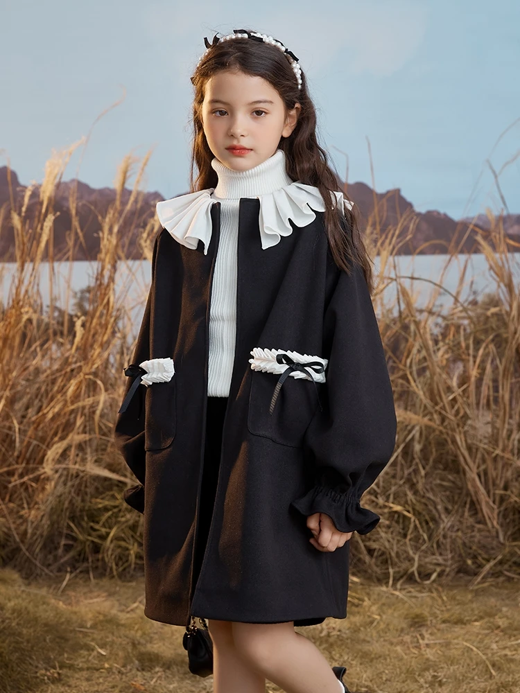 

zhangwanting Children's girls 2021 new Korean coat medium and long foreign style middle and big children's autumn thickened