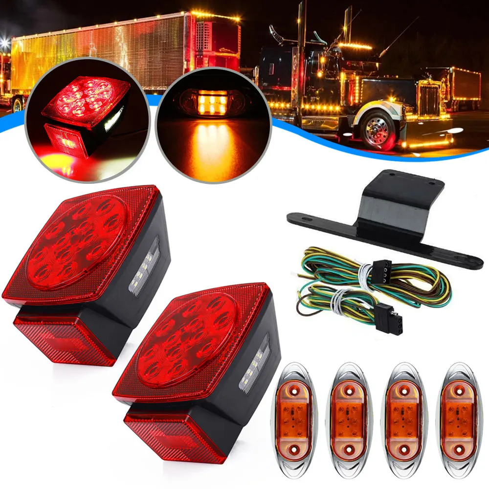 2 шт. Квадратный светодиодный светильник комплект для грузовика прицепа
