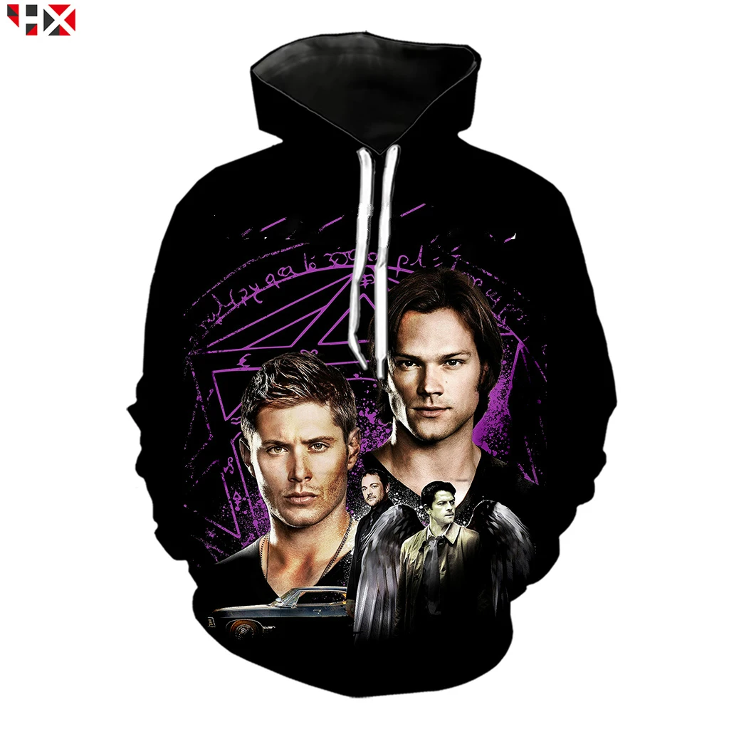 Новые популярные ТВ серии Толстовка Supernatural Для мужчин/Для женщин 3D печатных Толстовка Harajuku с капюшоном и длинными рукавами в уличном стиле топы S255