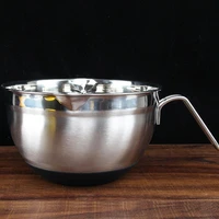 stainless steel mixing bowl with handle and non slip bottoms for cooking baking for space saving storage