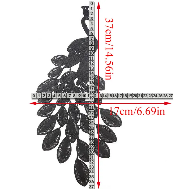 

Water-soluble Lace Cloth Stickers Solid Color Peacock Pattern Hollow Embroidery DIY Lace Three-dimensional Hollow Embroidery