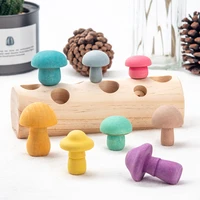 wooden rainbow blocks mushroom picking game montessori educational wooden baby toys developmental shape matching assembly grasp