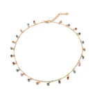 Ожерелье-чокер женское, эмалированное, золотого цвета, длина 38 см, цепь цветов радуги