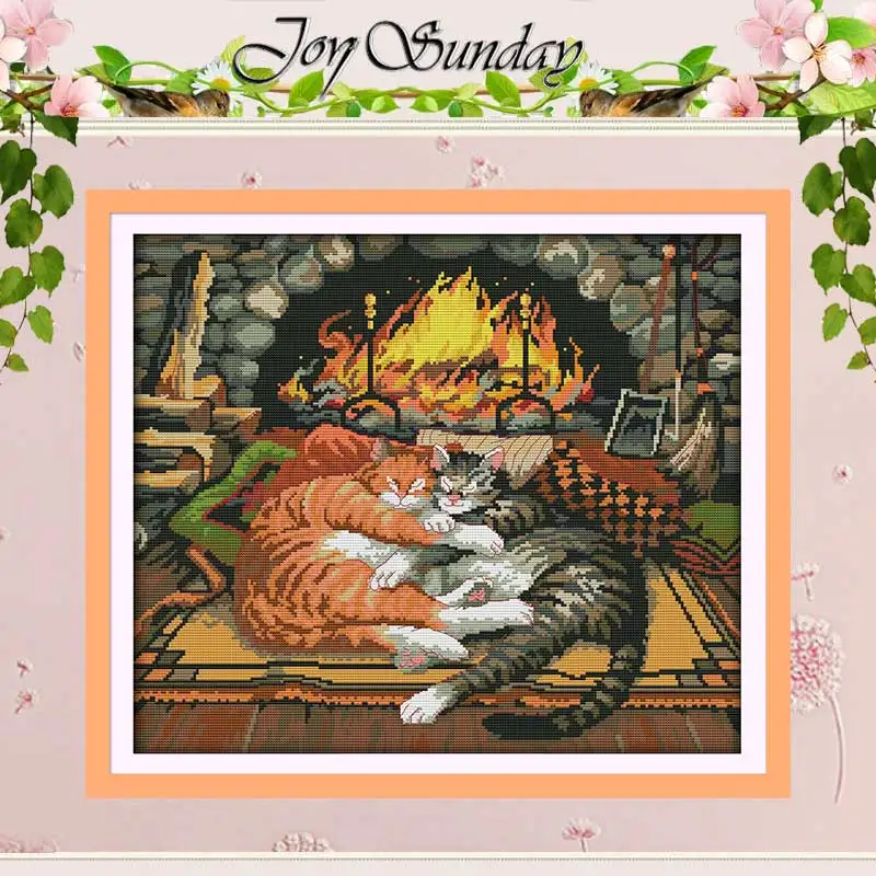 Sleeping curious cat Animals counted 11CT 14CT Cross Stitch Sets DIY Chinese Cross-stitch Kits Embroidery Needlework Home Decor | Дом и сад