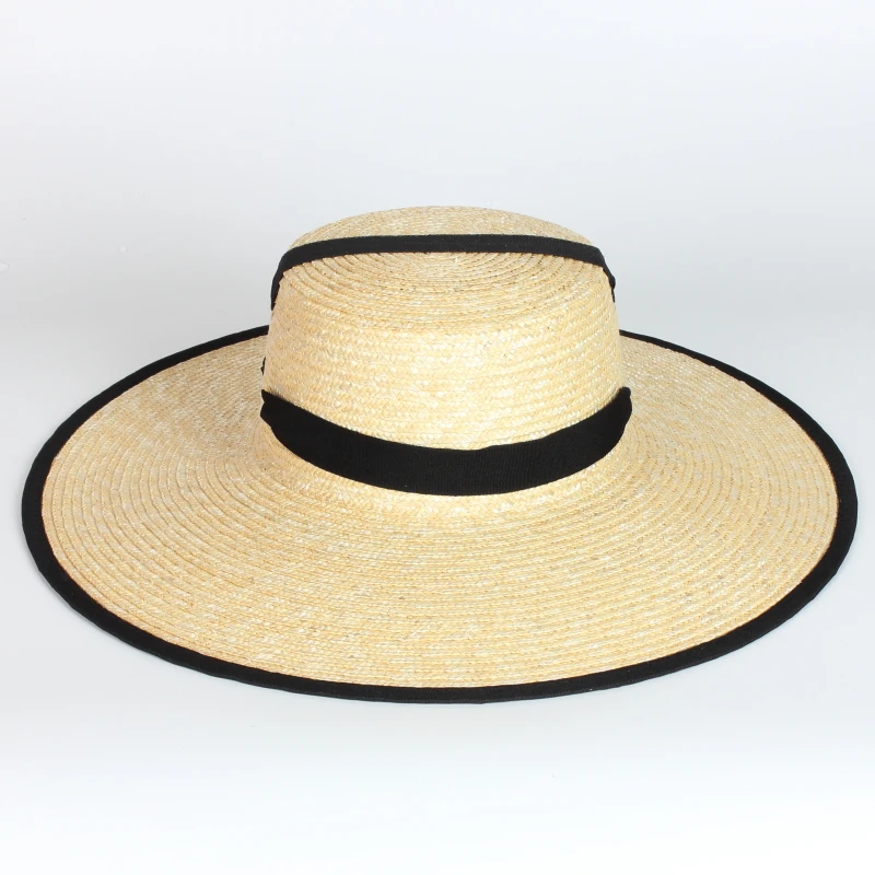 

Summer Popular Ribbon Flat Top Straw Hat Women wide brim Fashion Beach Straw Hats