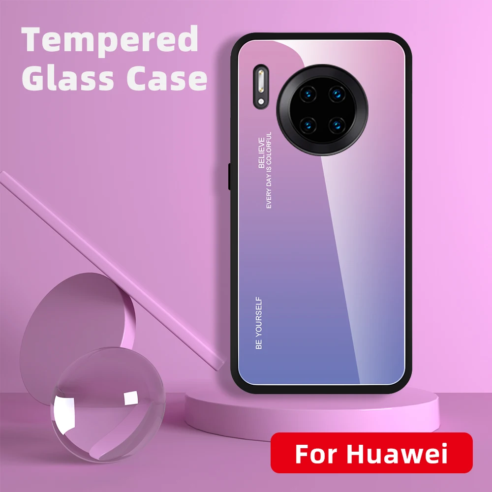 Градиентный чехол из закаленного стекла для телефона huawei mate 30 20 10 Pro