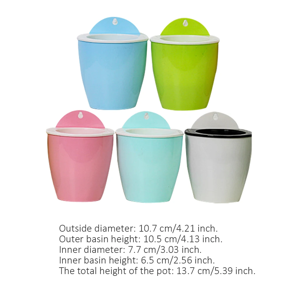

5PCS Succulent Flowerpot Vintage Hanging Self Watering Plant Pot Wall Planter Plastic Lazy 5 Hooks Hanging Garden Balcony Decor