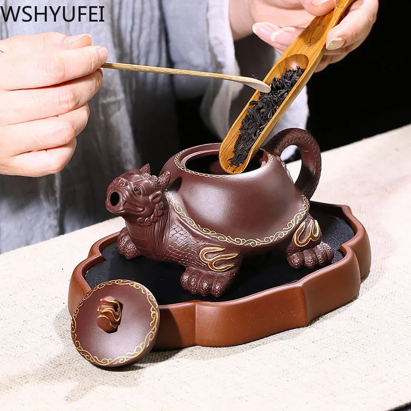 Высококлассный чайник Yixing чайники из фиолетовой глины с черепашкой дракона