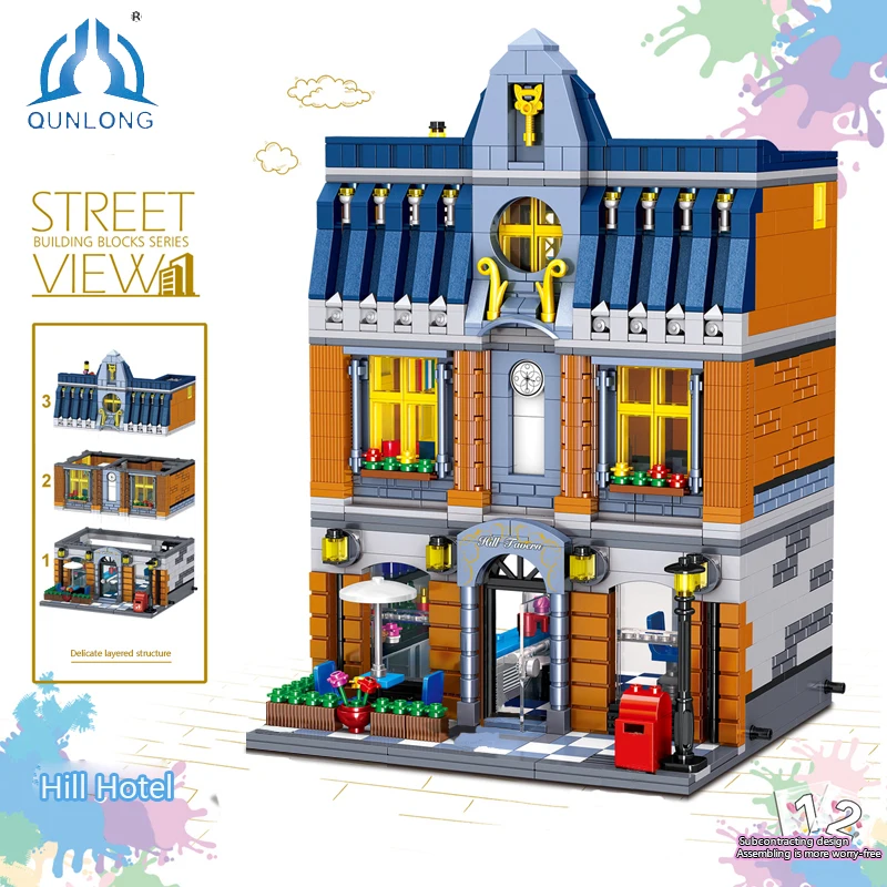 

Technical Blocks for Kids Hill Pub Street Building Blocks Children Toys Block Bow Friends Figures Bricks Christmas Gift Boy Mini