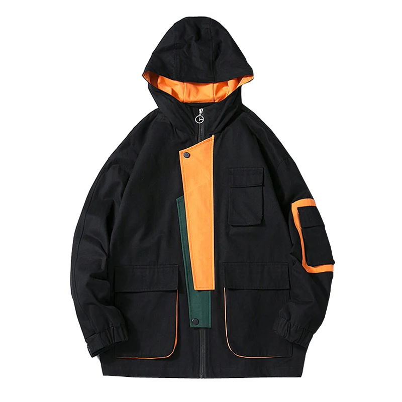 

Hooded Tactical Hip Hop Jackets Coats For Men Casual Pockets Men's Overalls Bomber Jacket Streetwear Outerwear