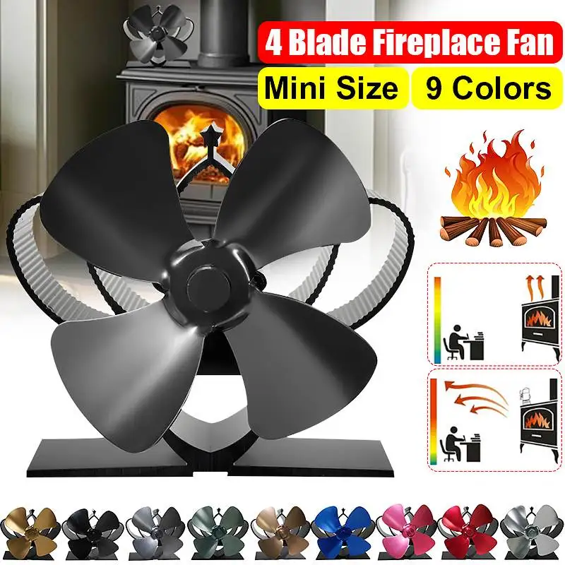 Мини камин 4 Лопастной вентилятор для печи работающий от тепловой энергии komin Log