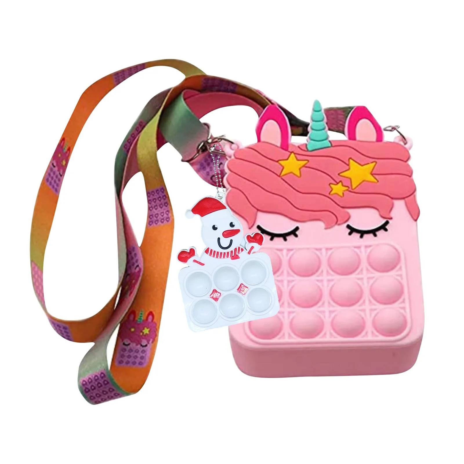 

Fashion Fidget Toys Push Bubbles Toy Rainbow Unicorn Coin Purse Wallet Ladies Bag Silica Simple Dimple Crossbody Bags For Girls