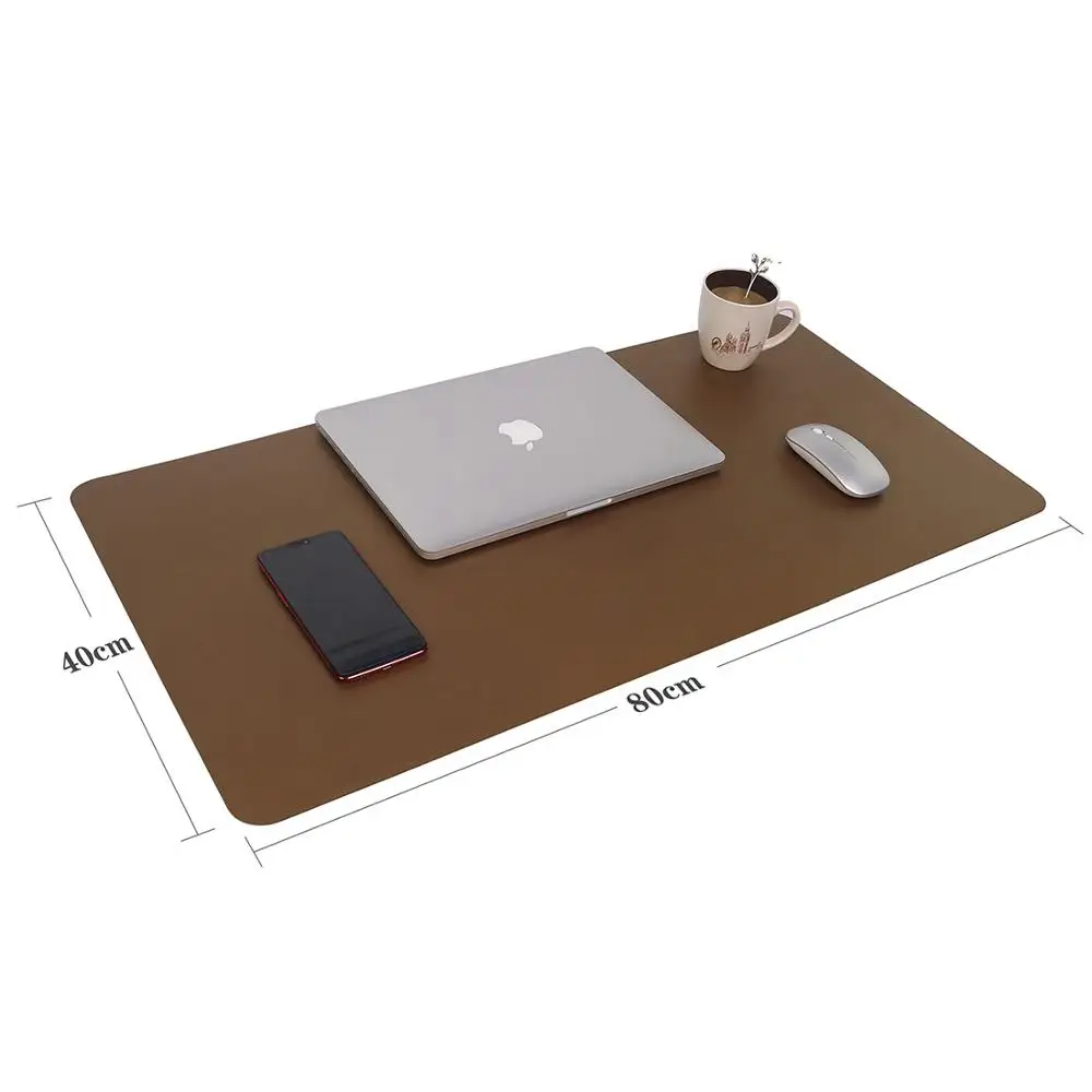 Brown Многофункциональный офисный стол коврик, YSAGi 80x40 см ультра тонкий водонепроницаемый ПВХ кожаный коврик для мыши - Цвет: Brown