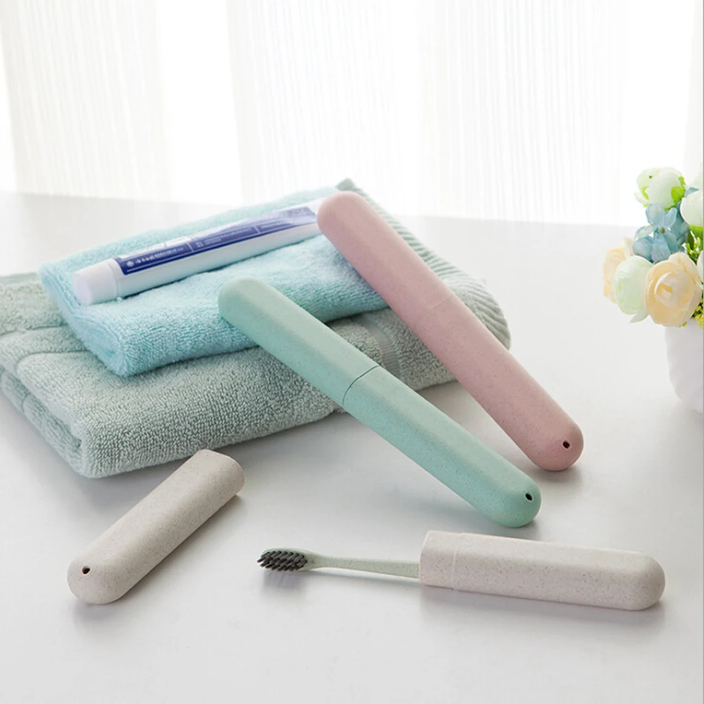 

Tooth Brushes Case Wheat Straw Portable Travel Toothbrush Chopsticks Pencil Box Tooth Brushes Protector