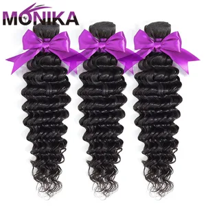 Monika волосы 34 пряди Tissage бразильские глубокая волна пряди натуральные кудрявые пучки волос пряди 30 дюймов Пряди не-Реми пучки волос предложения