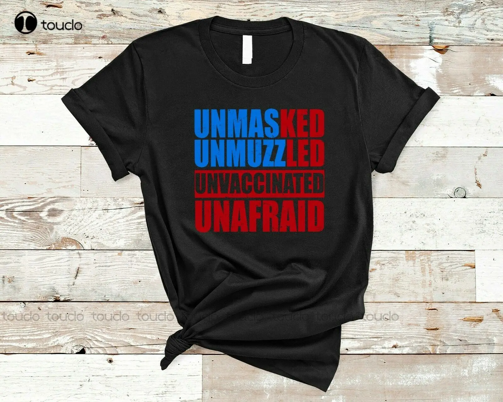 

New Unmasked Unmuzzled Unvaccinated Unafraid Cool Saying American Lover T-Shirt Cotton Tee Shirt Unisex
