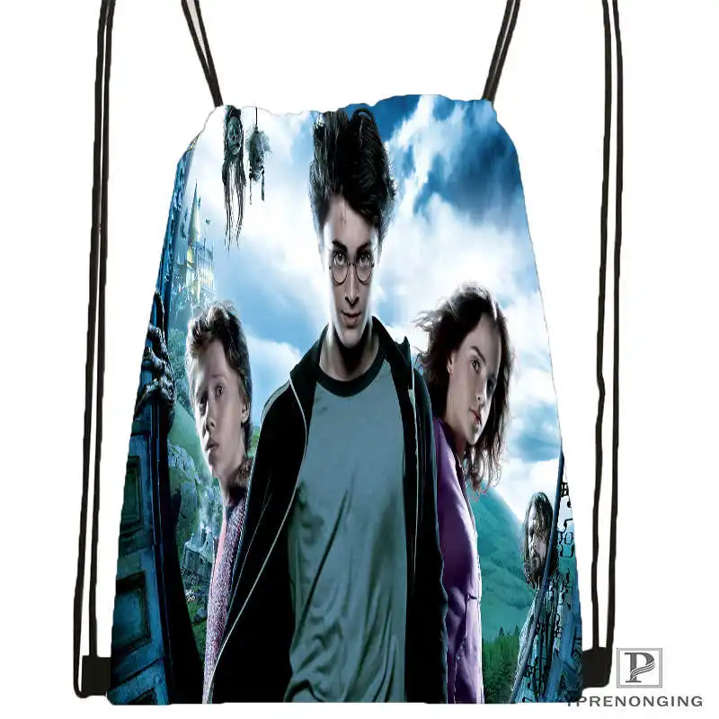 Drawstring Backpack Пользовательские Гарри-Поттер-походная сумка на шнурке для мужчин и женщин милый рюкзак дети ранец(черная спина) 31x40 см#20180611-03-158 - Цвет: Drawstring Backpack