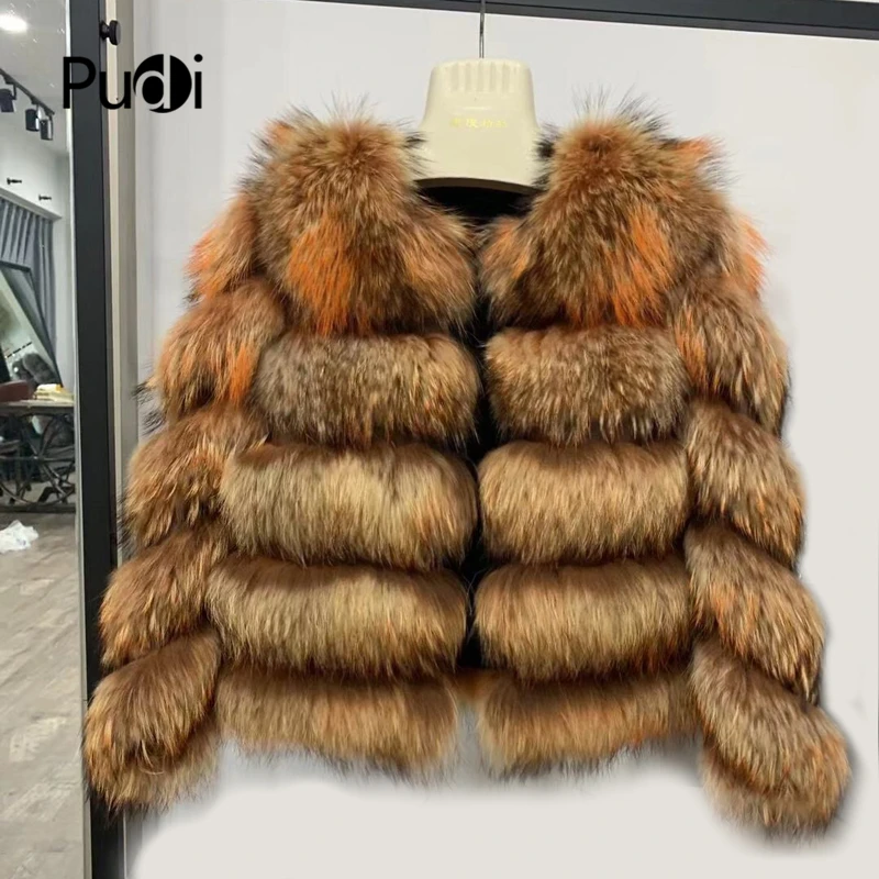 CT941 женские комбинированные ботинки из натурального меха енота куртка пальто с О