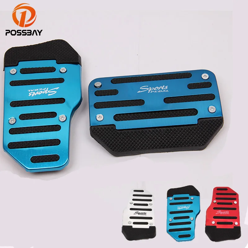 Универсальная накладка на педали тормоза автомобиля POSSBAY красная серебристая