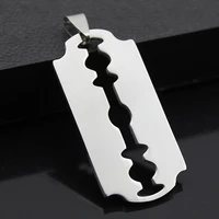 unisex stainless unique steel razor blade fashion fire flame shaped pendant hip hop dog tag necklace brand streetwear pendant