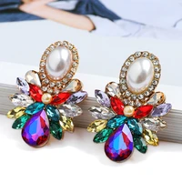 new arrival simulated pearl ear nail trend popular fairy dainty exaggerated resin crystal pendientes luxury jewelry for women