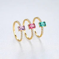 luxury engagement handmade real solid 925 sterling silver rainbow cz zircon gold color rings for women accessories wedding band