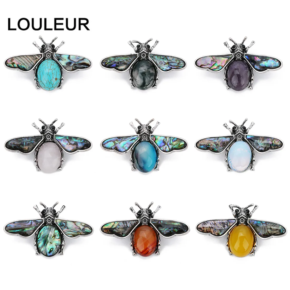 LOULEUR, модный пчелиный натуральный камень, жемчужный кулон в виде раковины абалона, двойное использование, подвеска, ювелирные изделия, изготовление для женщин