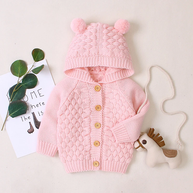 Infants Baby Winter Hooded Sweater Romper Newborn Fur Collar Knitted Cardigan Baby Boys Girls Christmas Jumpsuit Clothes - Цвет: 6