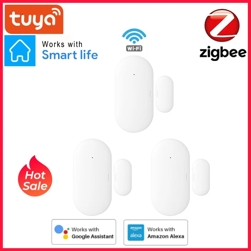

Магнитный датчик Tuya Smart Zigbee для дверей и окон, совместимый с поддержкой Alexa Google Home