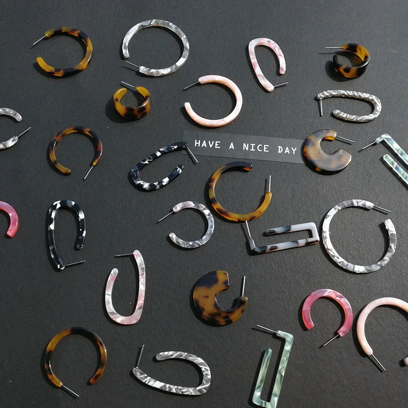 Простые висячие серьги в Корейском стиле из акрила с леопардовым принтом и